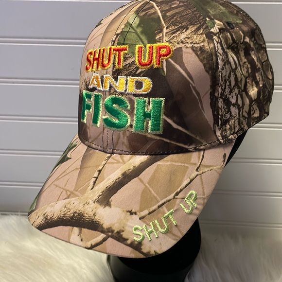 Shut Up And Fish 🎣 Camoflauged Embroidered Baseball Cap - Picture 11 of 12